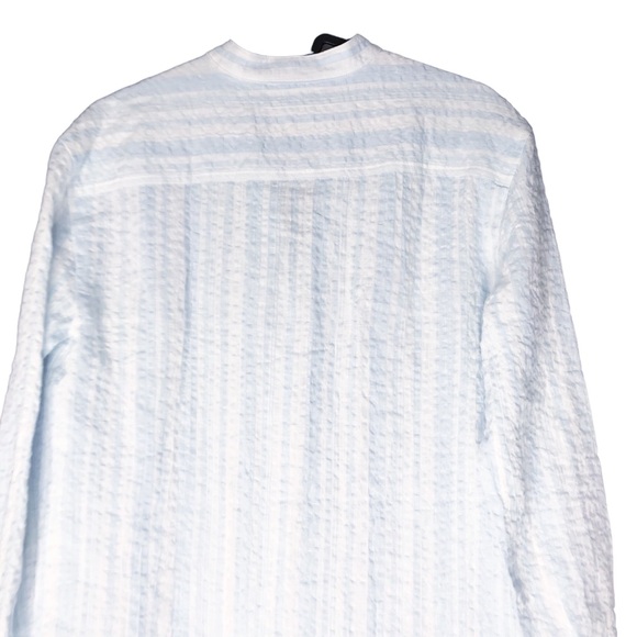 Small Oversized 100% Linen Standard James Perse Blouse Shirt Button Up Stripes - Picture 9 of 14